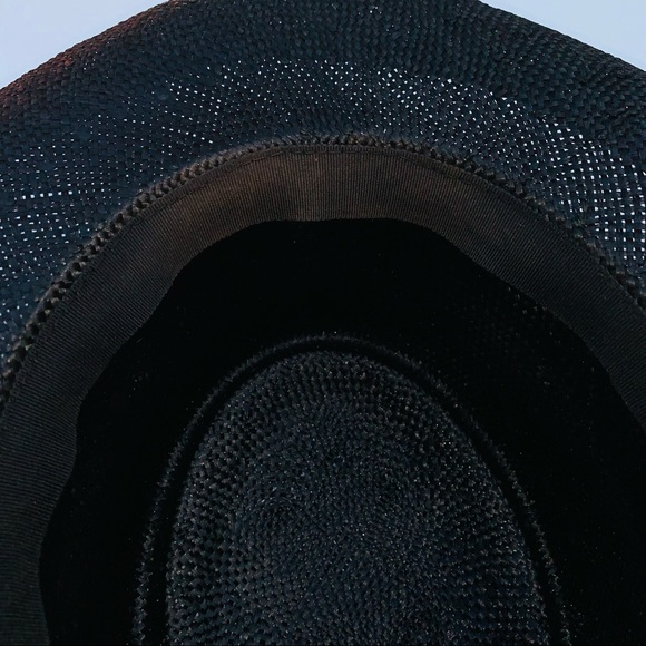Vintage Whittall & Shon Black Straw Button Detail Made in USA Hat - Picture 9 of 12
